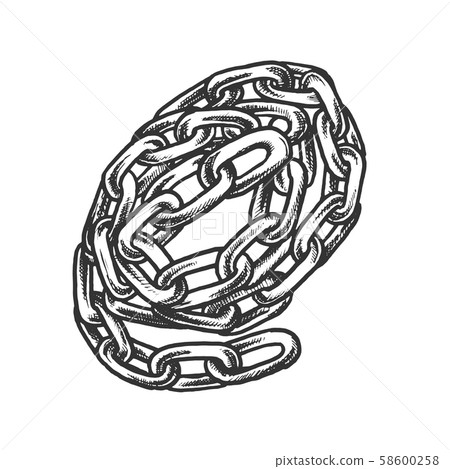 Steel Chain Security Accessory Monochrome Vector Steel Chain Security Accessory Monochrome Vector 58600258