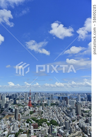 Roppongi Hills Mori Tower rooftop view from Tokyo Tower and Tokyo cityscape Roppongi Hills Mori Tower rooftop view from Tokyo Tower and Tokyo cityscape 58600285
