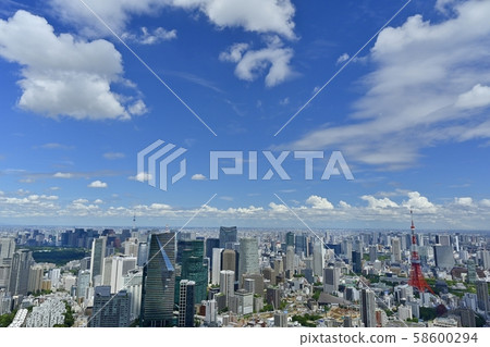 Roppongi Hills Mori Tower rooftop view from Tokyo Tower and Tokyo cityscape Roppongi Hills Mori Tower rooftop view from Tokyo Tower and Tokyo cityscape 58600294