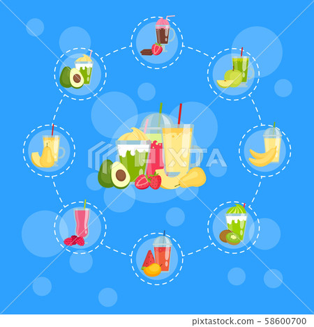 Vector flat smoothie elements infographic concept illustration 58600700