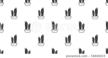 cactus seamless pattern vector Desert botanica flower garden plant scarf isolated tile background repeat wallpaper cartoon doodle illustration design 58600833