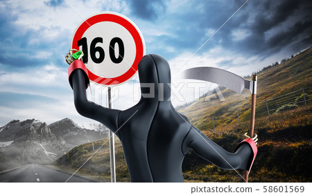 Concept of dangerous excess speed Death drawing a 58601569