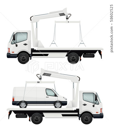 Evacuator car. Vector realistic cars, evacuators illustration 58602525