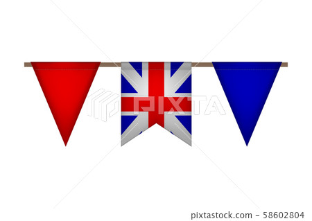 Great Britain triangle garland with flags. 58602804