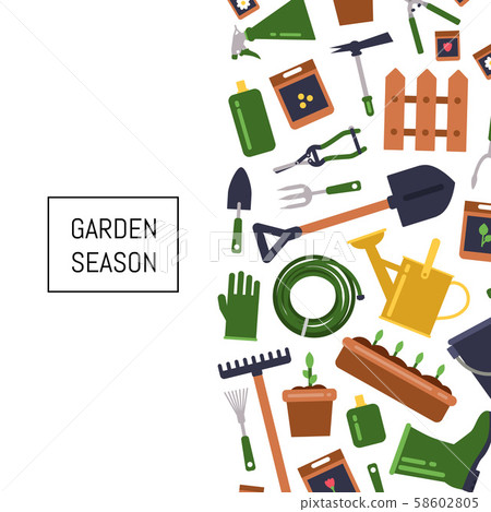 Vector flat gardening icons background illustration Vector flat gardening icons background illustration 58602805