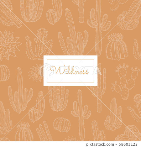 Vector hand drawn cacti with place for text illustration Vector hand drawn cacti with place for text illustration 58603122