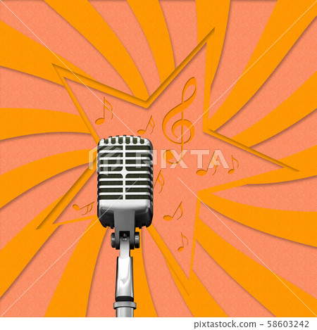 Retro microphone on paper background 58603242