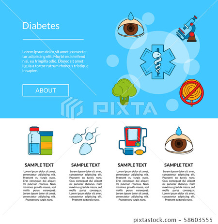 Vector colored diabetes icons web banner design 58603555