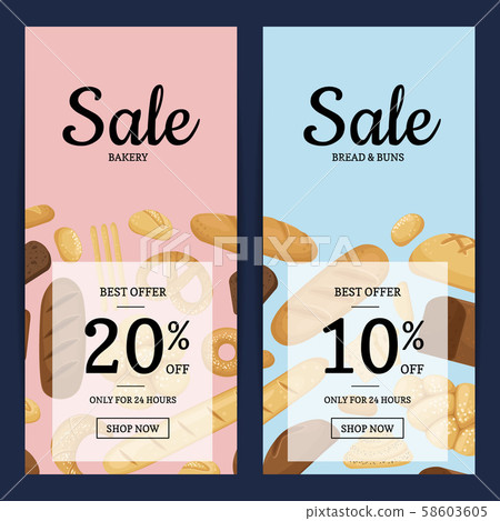 Vector cartoon bakery elements web banner templates illustration Vector cartoon bakery elements web banner templates illustration 58603605