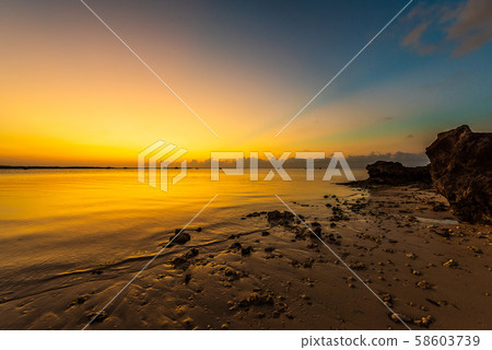 伊拉克里島澤田海灘日落 伊拉克里島澤田海灘日落 58603739
