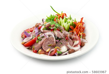 Spicy Salad with Fermented Pork Saucesage and 58603967