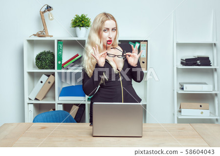 Portrait of a sexy beautiful secretary woman in Portrait of a sexy beautiful secretary woman in 58604043