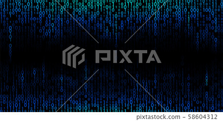 Blue cyber background of binary code digits. Blue cyber background of binary code digits. 58604312