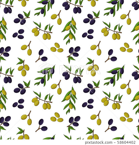 Olives seamless pattern. Vector illustration for design, web and decor 58604402