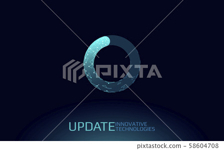 Low poly update button sign. New version software mobile system upgrade internet upload. Online 58604708