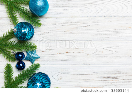 Set of festive balls, fir tree and Christmas Set of festive balls, fir tree and Christmas 58605144