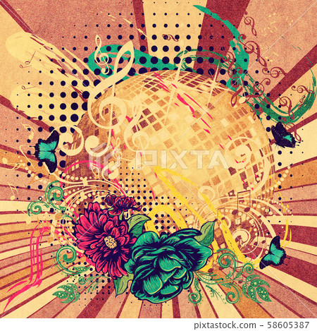 Grunge Golden Disco Ball Grunge Golden Disco Ball 58605387