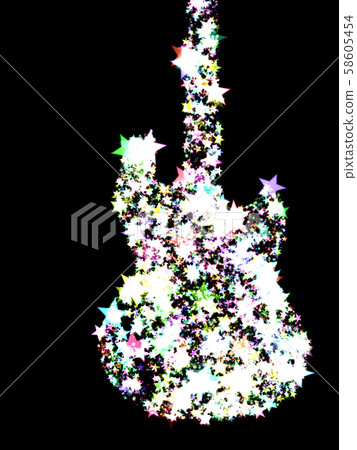Glowing guitar silhouette Glowing guitar silhouette 58605454