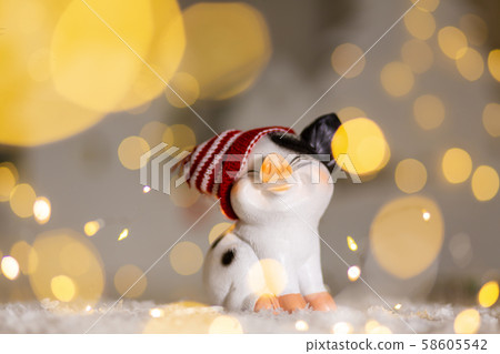 Decorative Christmas-themed figurines. Cute pig in Decorative Christmas-themed figurines. Cute pig in 58605542