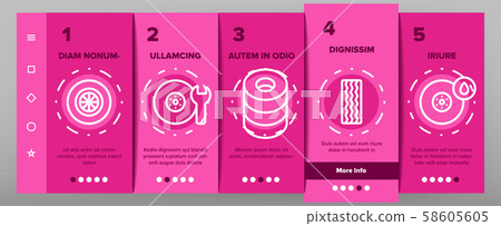 Tire Wheel Onboarding Icons Set Vector 58605605