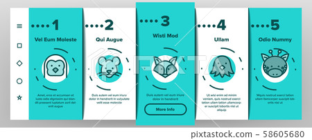 Animals Collection Wild And Farm Onboarding Set Vector Animals Collection Wild And Farm Onboarding Set Vector 58605680