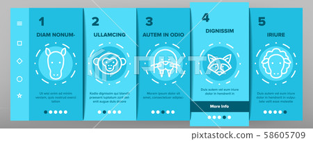 Animals Collection Wild And Farm Onboarding Set Vector Animals Collection Wild And Farm Onboarding Set Vector 58605709
