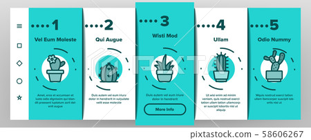Cactus Domestic Plant Onboarding Icons Vector 58606267