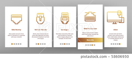Ethernet Onboarding Elements Icons Set Vector Ethernet Onboarding Elements Icons Set Vector 58606930