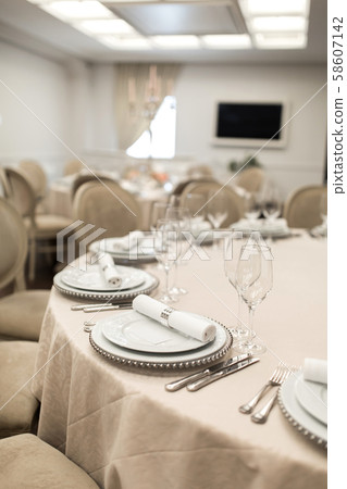 The white round banquet table in the restaurant is The white round banquet table in the restaurant is 58607142