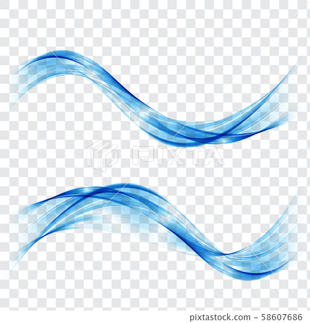 Abstract Blue Wave Set on Transparent - Stock Illustration [58607686] -  PIXTA