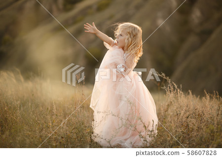 Portrait of a beautiful little princess girl in a Portrait of a beautiful little princess girl in a 58607828