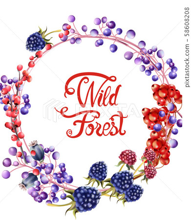 Wild forest fruits bouquet card 58608208