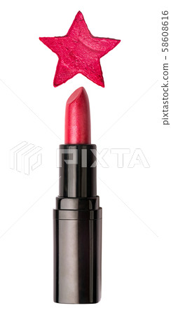 Red lipstick with a lipstick star stroke isolated on a white background Red lipstick with a lipstick star stroke isolated on a white background 58608616