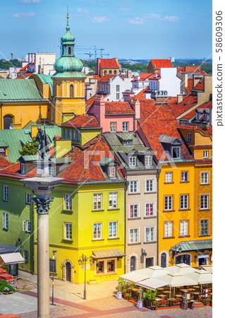 Warsaw, capital of Poland castle square aerial view 58609306