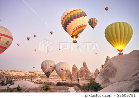 Cappadocia hot air balloon at sunrise Cappadocia hot air balloon at sunrise 58609781