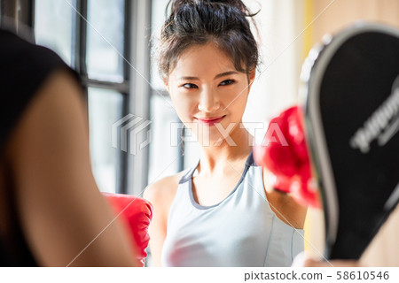 Female martial art boxing Female martial art boxing 58610546
