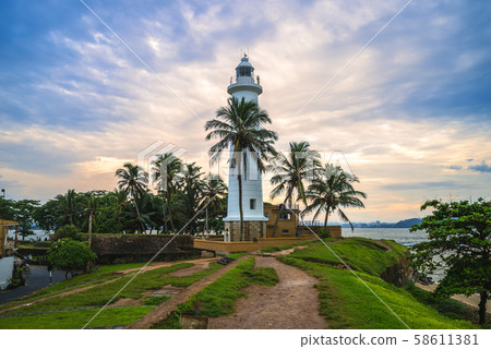 Galle Lighthouse and coast in Galle, Sri Lanka 58611381