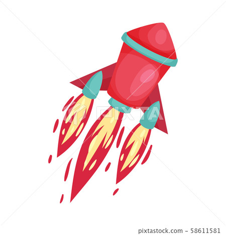 Red Rocket With Fire Trace Launched Into Space... - Stock Illustration  [58611581] - PIXTA