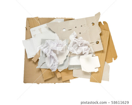 Carton and paper paper waste heap isolated on 58611629
