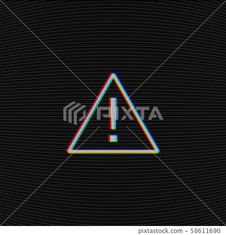 Glitched attention sign on black background 58611690