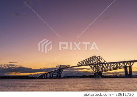 Tokyo Gate Bridge that shines in Magic Hour Tokyo Gate Bridge that shines in Magic Hour 58611720