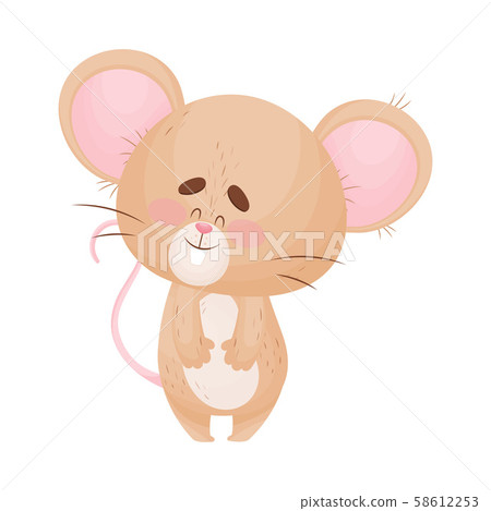 Cartoon mouse is standing and smiling. Vector illustration. Cartoon mouse is standing and smiling. Vector illustration. 58612253