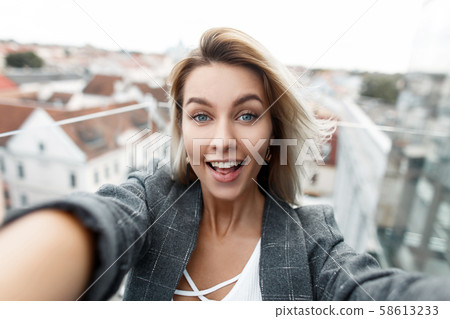 Happy young beautiful business woman Happy young beautiful business woman 58613233