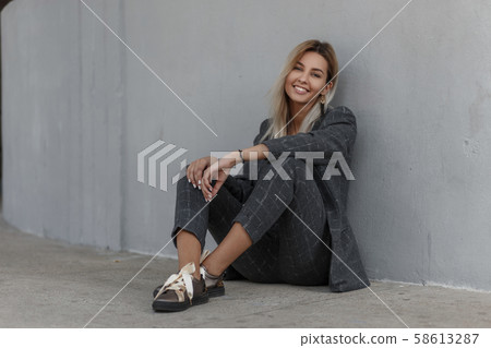 Happy beautiful young stylish model girl Happy beautiful young stylish model girl 58613287