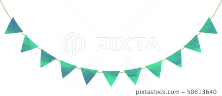 Flag_Triangle_Garland_Watercolor_Green_Blue Green_Blue Green 58613640