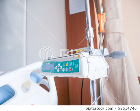 patient in hospital with saline intravenous (iv), saline into the body for treatment patient in hospital with saline intravenous (iv), saline into the body for treatment 58614746