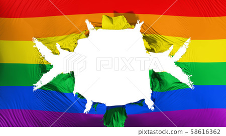 Gay rainbow flag with a big hole 58616362
