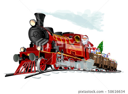 Vector Christmas card with cartoon Santa Express 58616634