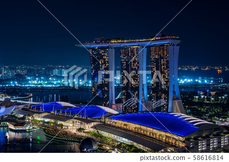 Singapore Marina Bay Sands Hotel Night View 58616814