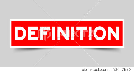 Label sticker in red color square shape as word definition 58617650